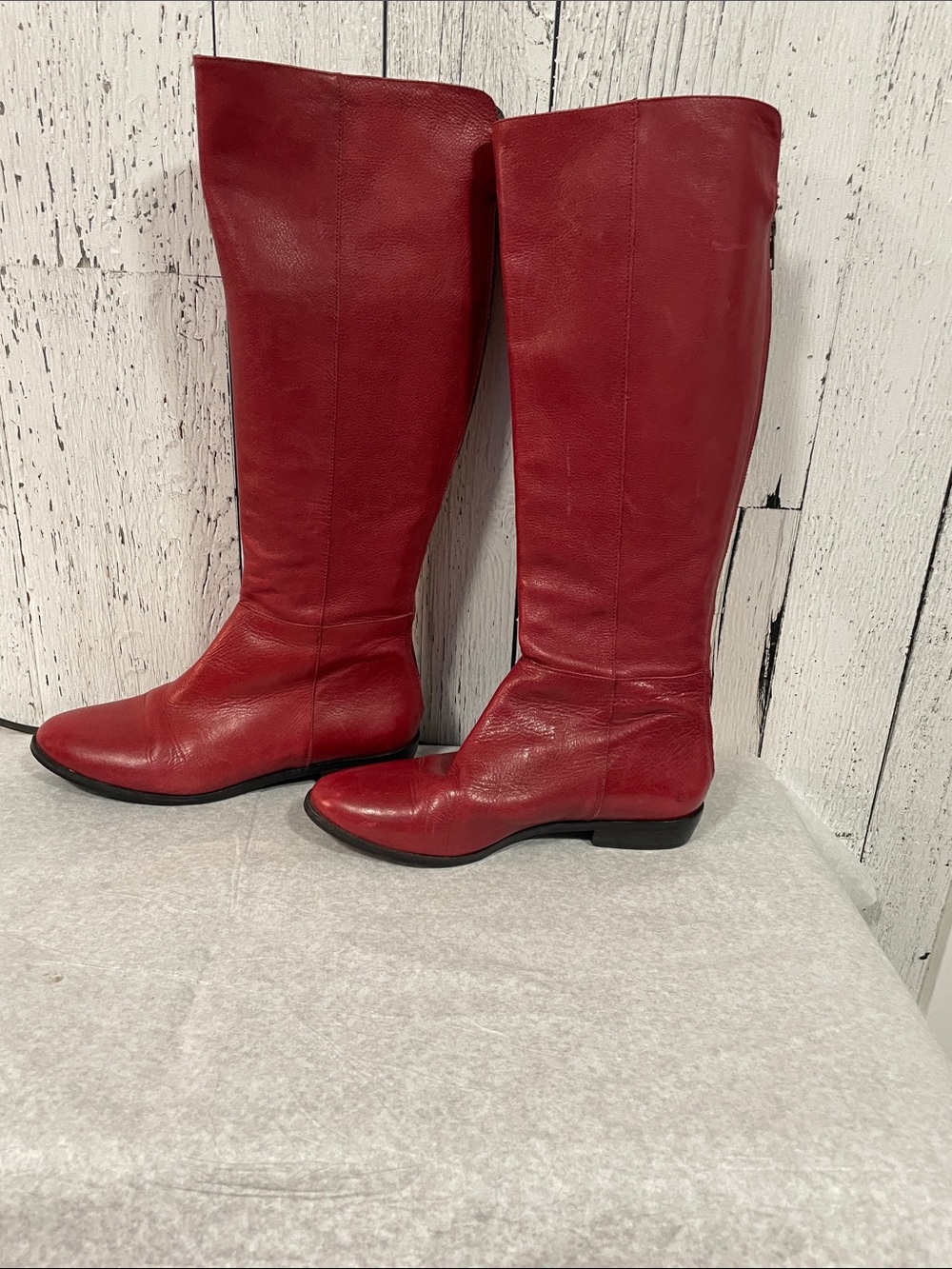 San Marina Red Over-The-Knee Leather zipper back boots